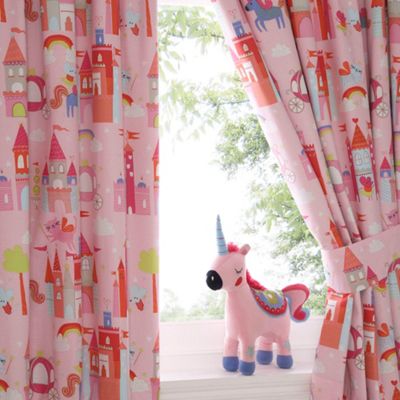 bluezoo Kids 'Castle and Unicorns' pair of curtains